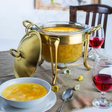 سوپ خوری بزرگ تک استیل سری حلقه ای طلایی مات کد 215GM