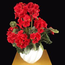 گل شمعدانی قرمز مصنوعی و گلدان سرامیکی کد IGF-110